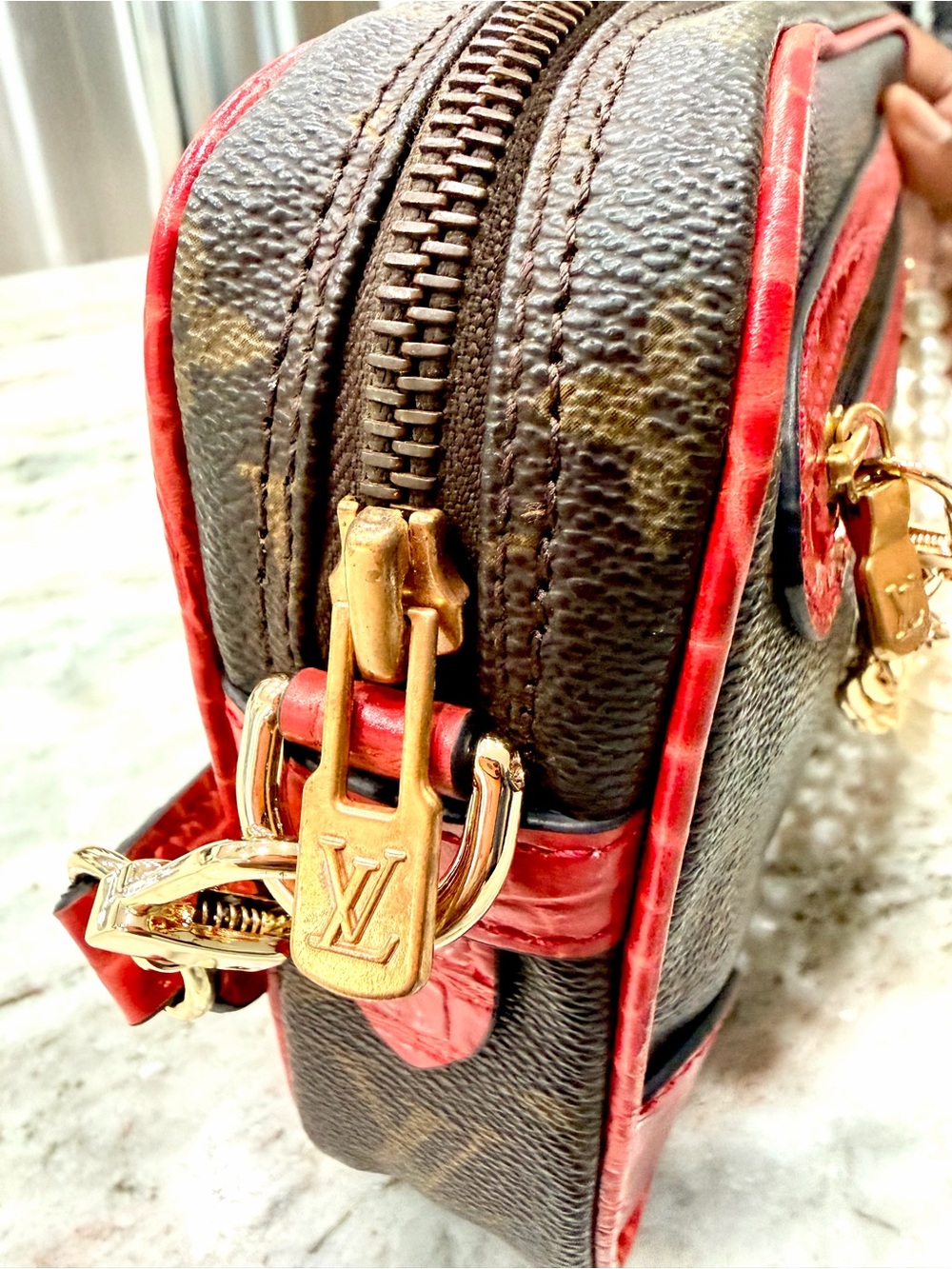 Louis Vuitton Authentic Monogram Custom Crossbody w/Crocodile Embossed Leather - Picture 10 of 14